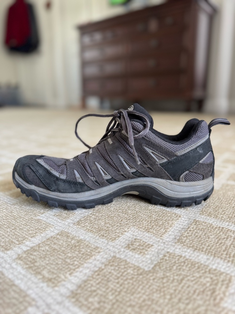 Salomon Contagrip Trail Hiking Shoes Gray Black Low Top Outdoor Sneakers Size 10 - Picture 4 of 17